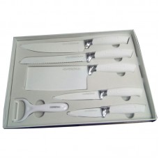 Egab Non Stick Coating Kitchen Knife Set, 6-Pieces, (White)